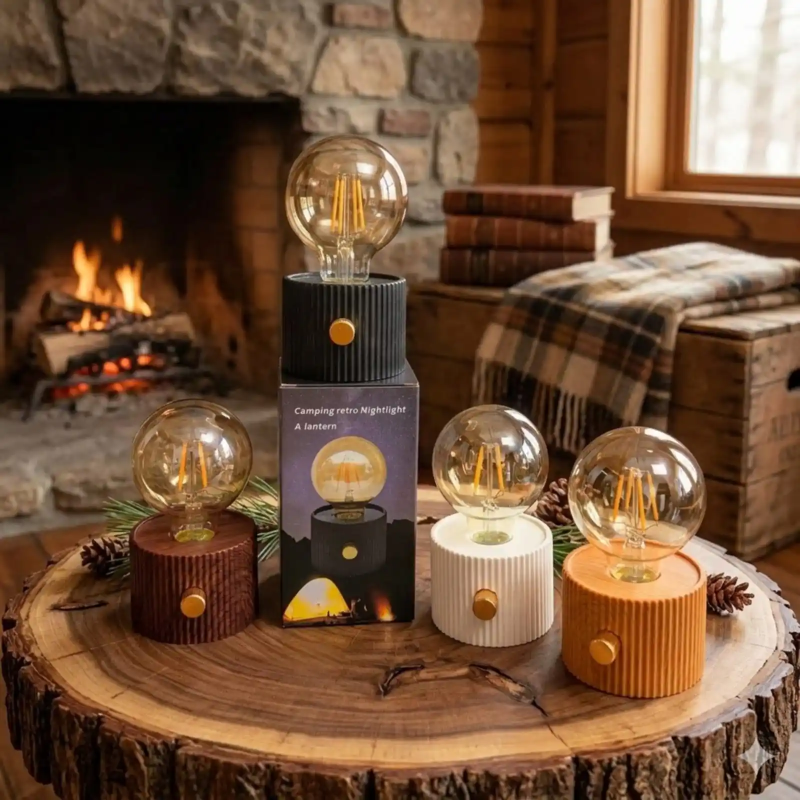 Retro Camping Night Lamp with Edison Bulb – Stylish Bedside & Decorative Light (PR-0010)