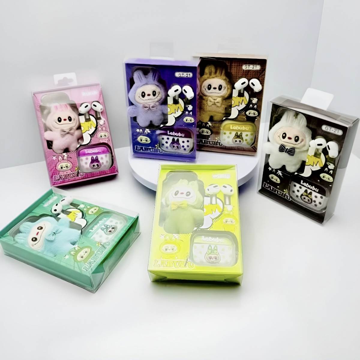 LABUBU GT-21 Wireless Earbuds – Cute Cartoon Plush Case Bluetooth Earbuds